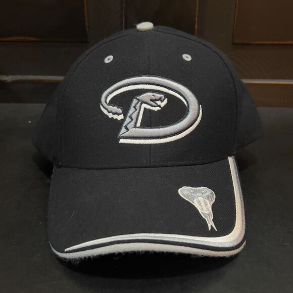 Vintage 90s Twins Enterprises Arizona Diamondbacks Black Silver Strapback Hat - Picture 1 of 9